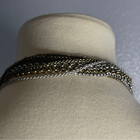 Fossil Luv Story Multi Strand Mixed Metal Crystal Locket Heart Necklace Eclectic - Picture 5 of 8